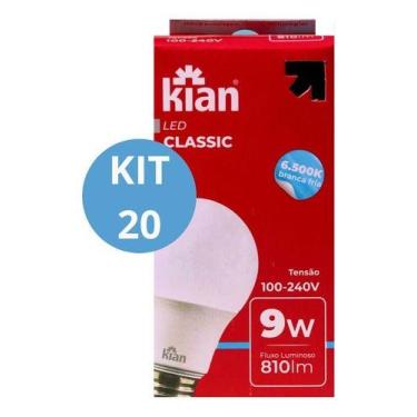 Imagem de Kit 20 Lampada Branca Led Kian Classic 9w Branca 6500k