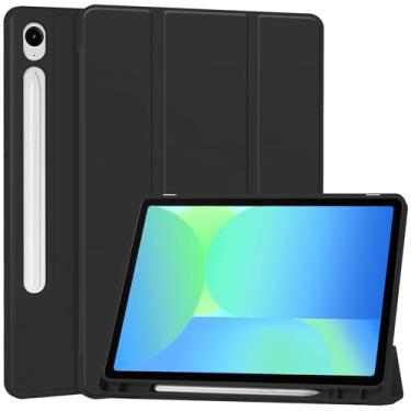 Imagem de Capa fina compatível com tablet Samsung Galaxy TAB S10FE / S9FE, capa fina de TPU com suporte para lápis e capa à prova de choque(Black)