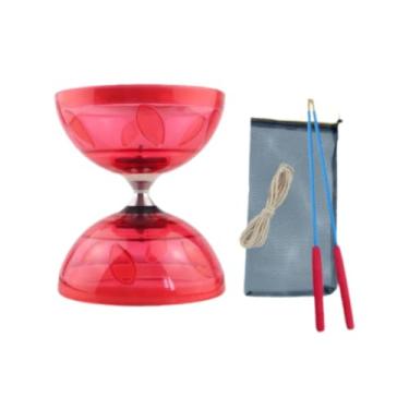 Imagem de Kokiya Conjunto de brinquedos de diabolo chinês malabarismo com acessórios práticos de brinquedos triplos para crianças iniciantes no jardim desempenho, Vermelho
