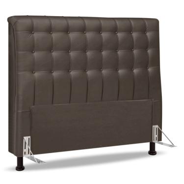 Imagem de Cabeceira Cama Box Casal Queen Size Ciara 160cm Botonê com Frame Linho Cacau - Abmaza