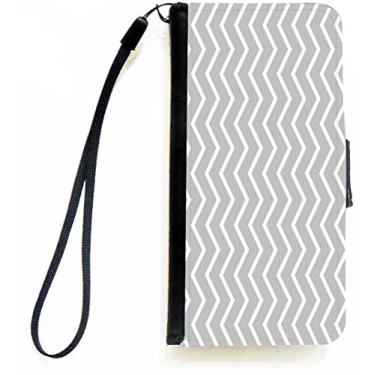 Imagem de Rikki Knight Capa carteira flip cinza com listras zigue-zague e aba magnética para Apple iPhone 5c