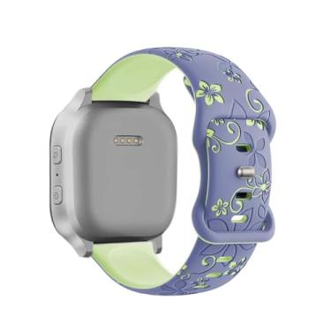 Imagem de Pulseiras com gravação de flores em dois tons compatíveis com relógio Gizmo 3 2 1/Gabb Watch 3 2 1/SyncUP/Cosmo JrTrack infantil, pulseira esportiva de silicone macio de 20 mm para meninos e meninas