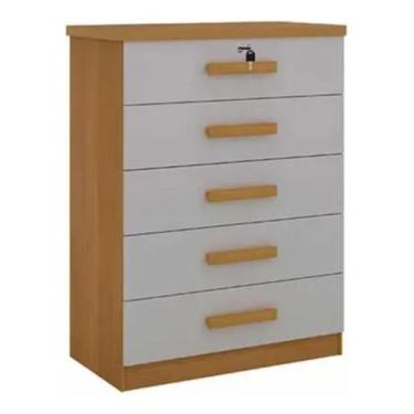 Imagem de Comoda Ipanema 5 Gavetas Ddoro Cinamomo Off White - D'Doro Móveis, Cin