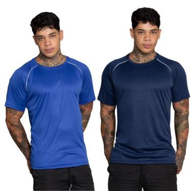 Imagem de Kit 2 Camiseta Esportiva Masculina Dry Fit - DMB MODA, Azul, Azul escu