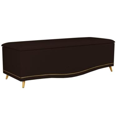 Imagem de Calçadeira Baú Casal 140cm Com Tachas Imperial J02 Sintético Marrom Escuro - Mpozenato