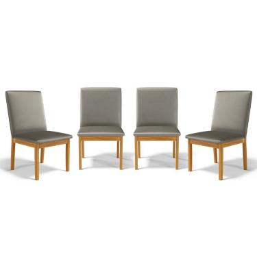 Imagem de Kit Com 4 Cadeiras Daniela Madeira Maciça Estofada Para Mesa De Jantar