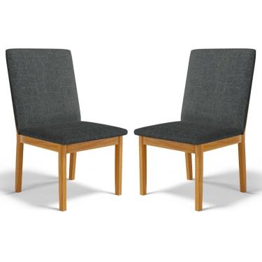 Imagem de Kit Com 2 Cadeiras Daniela Madeira Maciça Estofada Para Mesa De jantar