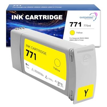 Imagem de QUEENPRINT High speed printing Cartucho de tinta amarelo 771A 771 B6Y18A de substituição para cartucho de tinta 771A para impressora DesignJet Z6200 Z6600 Z6800 Z6810, pacote com 1
