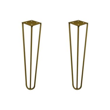 Imagem de Kit 2 Pés De Metal 30 Cm Mesa De Canto Rack E Puffs Dourado
