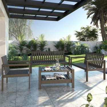 Imagem de Conjunto Banco 2 E 3 Lugares Poltrona E Mesa Orquídea Nogueira