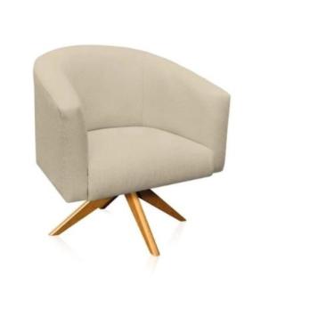 Imagem de Poltrona Decorativa Stella Em Suede Com Base Em Madeira