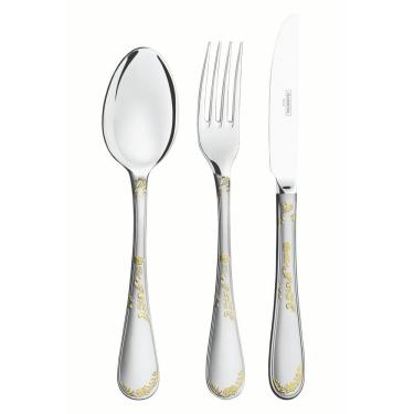 Imagem de Faqueiro Renascença 101 Peças Em Aço Inox E Detalhes Em Ouro