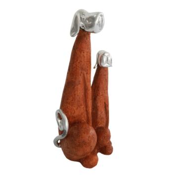 Imagem de Estátua Cão Com Filhote Estilo Pedra Com Detalhes 28cm