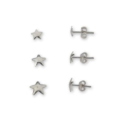 Imagem de Kit Trio De Estrelas Polidas Em Prata 925
