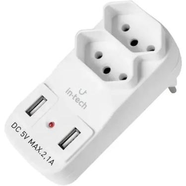 Imagem de Plug Adaptador De Tomada C/ 2 Entradas + 2 Usb Yp8114