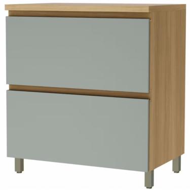 Imagem de Balcão Nesher Rainha Em Mdf 15mm 1 Porta, 1 Gaveta E 1 Prate Nature Com Verde