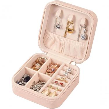 Imagem de Porta Jóia De Bolsa Para Viagem Bolsa De Armazenamento Colar Brinco Anéis Portátil rosa
