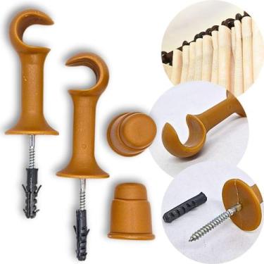 Imagem de Suporte Cortina Varão Simples 19mm 2 Unidades com Ponteira Cerejeira -