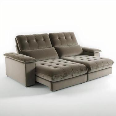 Imagem de Sofá 3 Lugares 2,10m Retrátil e Reclinável Girona Bom Pastor, Bege Esc