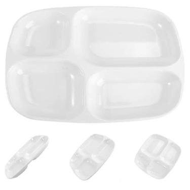 Imagem de Kit 2 Pratos Bandeja de Melamina Premium 4 Divisórias Hotel - Fx