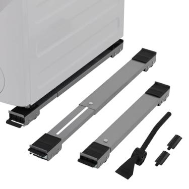 Imagem de LUCKUP Rolos Para Eletrodomésticos De Alta Resistência Com Pé Cabra, Suporte Extensível Máquina Lavar, Base Móvel Geladeira, Lavadora E Secadora 660 Libras, Preto