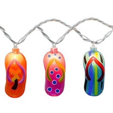Imagem de brianvikey Chinelo Com Tema De Praia Tropical 8,5 Pés, Luzes Corda Led 10 Chinelos Coloridos, Para Áreas Externas, Barraca Acampamento Verão, Casamento, Festa Fim Ano, Decoração Jardim E Quarto