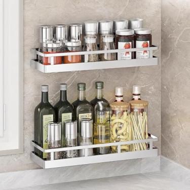 Imagem de kaileyouxiangongsi Prateleira Para Temperos De Cozinha, 2 Peças, Aço Inoxidável Sus304, Recipiente Parede, Organizador 15,7 Polegadas, Suspensa Banheiro Armazenar Produtos Higiene Pessoal