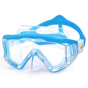 Imagem de EXP VISION Máscara De Natação Infantil - Óculos Antiembaçantes 180° Para Mergulho Com Snorkel E À Prova Vazamentos Proteção Nasal Meninos Meninas 4 A 14 Anos, Lentes Pc Resistentes Quebra (Azul)