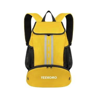 Imagem de YEEKORO Mochila De Futebol Multifuncional, Bolsa Esportiva Leve Com Compartimento Para Sapatos Futebol, Basquete E Vôlei (Modelo Básico, Amarelo)