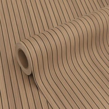 Imagem de Papel de Parede PREMIUM Madeira Ripado Sombreado 10 metros = 2 Rolos de 5m X 45cm Adesivo Autocolante para Sala, Quarto