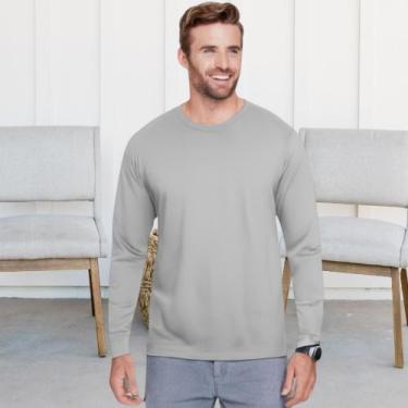 Imagem de Kit 3 Camiseta Masculina Manga Longa 100% Algodão fio 30.1 malha Premi