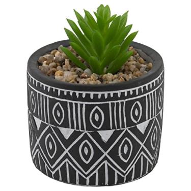 Imagem de Boston International Vaso decorativo de plantas sintéticas para ambientes internos, pequeno, suculentas em vaso preto