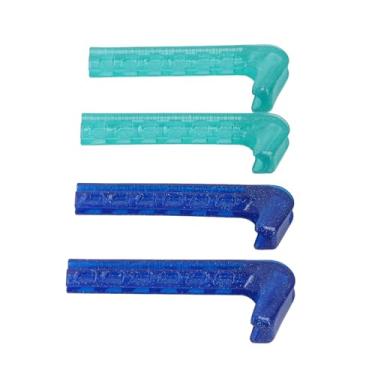 Imagem de Guardas de patins de gelo cffuvros, protetores de lâmina de skate de hóquei de plástico duro, design de cores duplas, ponta de corte para ajuste personalizado, tampas de lâmina (Verde azul)