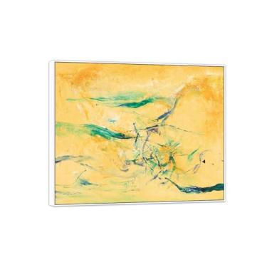 Imagem de MUHJDYC Zao Wou-ki Pintura famosa abstrata - imagem de arte em tela - arte de parede para sala de estar - reprodução de impressões (sem título 9) moldura branca 20x25cm-8x10in