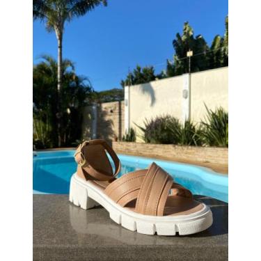 Imagem de Sandália tratorada blogueira tiras cruzadas feminina - Charm Calçados,