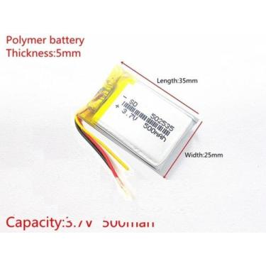 Imagem de Bateria 500 Mah Fone  Mp5 Com 3 Fios 5mm X25mm X35mm 3,7v - bgb