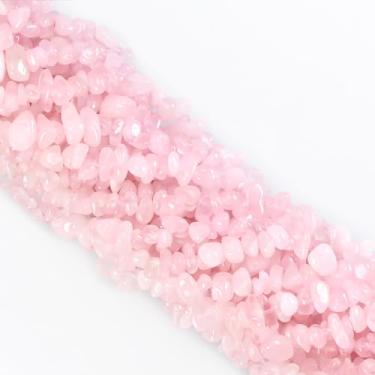 Imagem de Ouubuuy Chips de cristal com furos para fabricação de joias 5 mm-8 mm pedras preciosas naturais lascas 89 cm (quartzo rosa)
