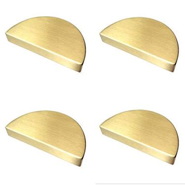 Imagem de Puxadores de gaveta C-C de 6,35 cm com meio círculo de lua e puxador de gaveta para armários com alça de armário em ouro escovado preto fosco 6,35 cm 64 mm, pacote com 4 (ouro escovado)