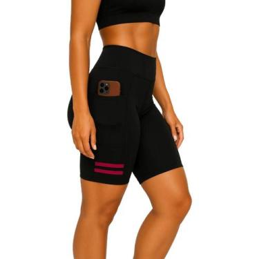 Imagem de Bermuda Ciclista Suplex Bolso Não Fica Transparente Cós Alto - Brás e 