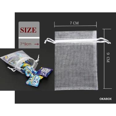 Imagem de Saquinhos de organza Joias tule 7x9 com fita cetim 100 Pçs - OKABOX