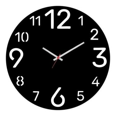 Imagem de Relógio De Parede Preto Quadrado Grande 40cm Moderno Cozinha - intempo