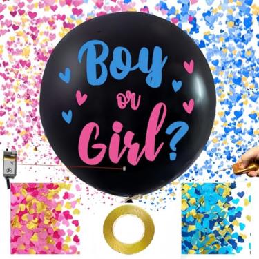 Imagem de gender reveal balloon remote burst, 36 in,with remote control tools,You can pop the balloons remotely,equip Blue and Pink Baby Shower Gender Reveal Party Supplies Decoration Kit (black-BOg)