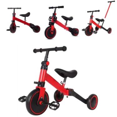 Imagem de Triciclo Infantil 4 em 1 Dobrável, Conversível em Bicicleta de Equilíbrio, Disponível em Amarelo, Branco e Vermelho (Vermelho)