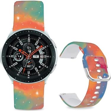 Imagem de Sjiangqiao Pulseiras estampadas com padrão compatível com Samsung Galaxy Watch de 46 mm/Watch 3 de 45 mm/Gear S3 Frontier/Classic/Pebble Time/V, pulseira de silicone de 22 mm para homens e mulheres