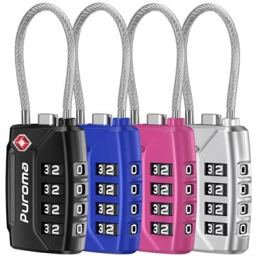 Imagem de Puroma Cadeado de bagagem aprovado pela TSA, multicolorido, combinação de 4 dígitos, cadeado de código redefinível, 4 cores com corpo de liga de zinco para mala, caixa de ferramentas, mochila, bolsa