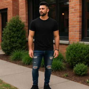 Imagem de CALÇA Jeans Skinny RASGADA Masculina Slim Elastano Sport 484 - IRON, A