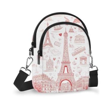 Imagem de Yrebyou Bolsa para celular pequena bolsa transversal feminina alça de ombro carteira casual viagem com alça ajustável, Vermelho claro