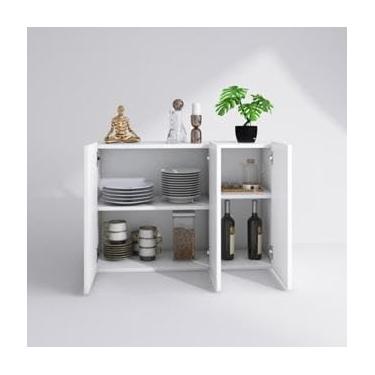 Imagem de Armário Modular de Parede, Branco, 3 Portas, para Cozinha e Sala de Jantar, 120 cm (Preto)