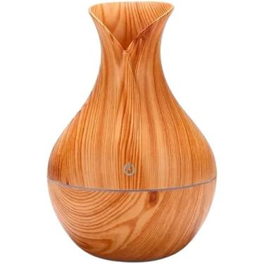 Imagem de Umidificador de Ar 130ML Ultrassônico Silencioso e Sofisticado Aromatizador de Ar e Difusor de Aromas Elétrico Tipo Abajur Com 07 Opções de Cores Led Portátil Cor Madeira Clara Premium