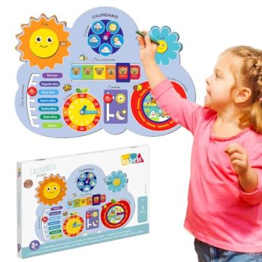 Imagem de Meu Primeiro Calendário Infantil Educativo Madeira Animado Babebi